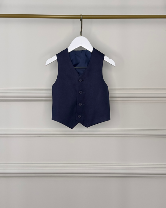 Colete social infantil azul marinho para pajem da Etiquette. Elegante para cerimônias formais.