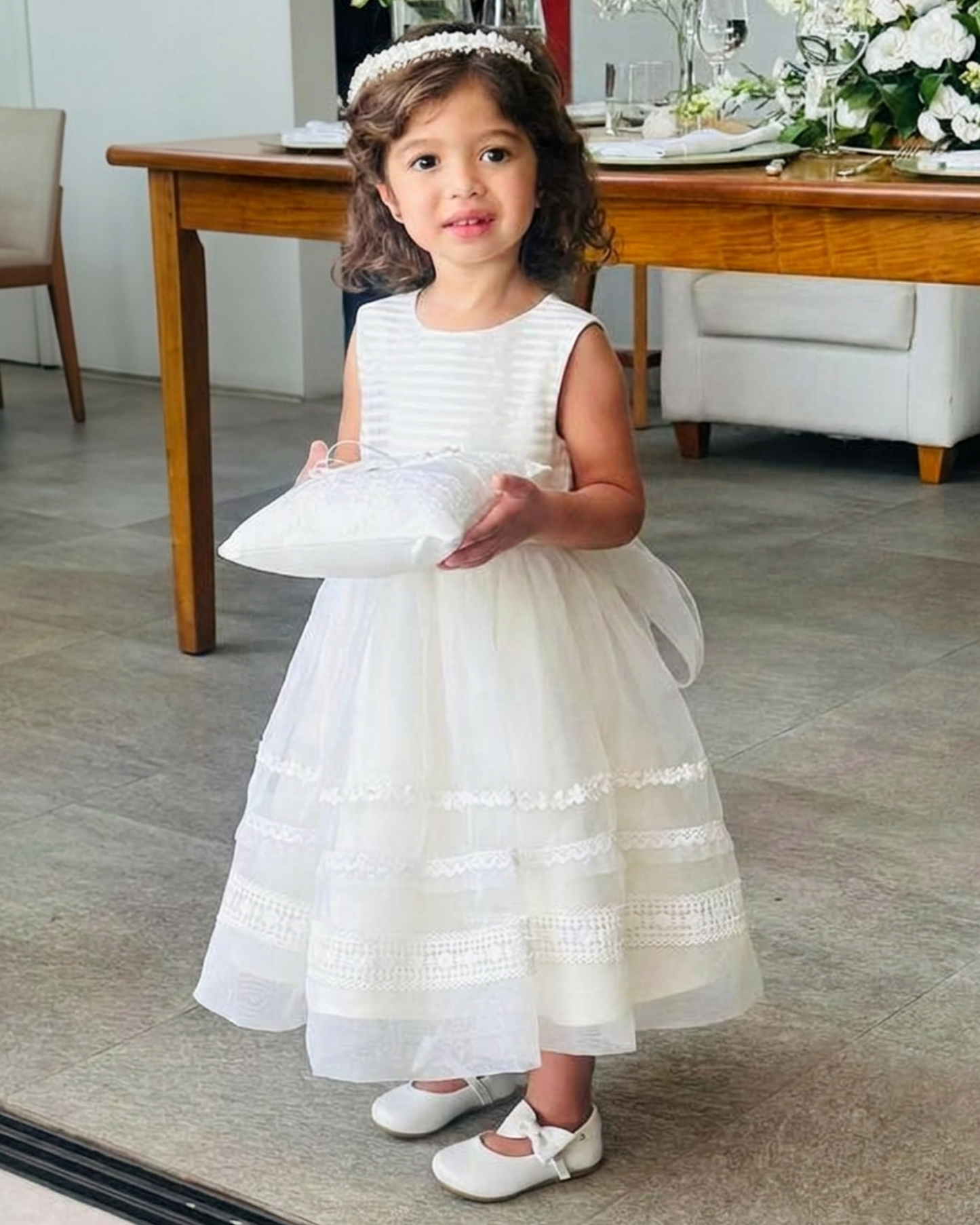VESTIDO PARA DAMINHA BREA BRANCO PEROLADO | ETIQUETTE
