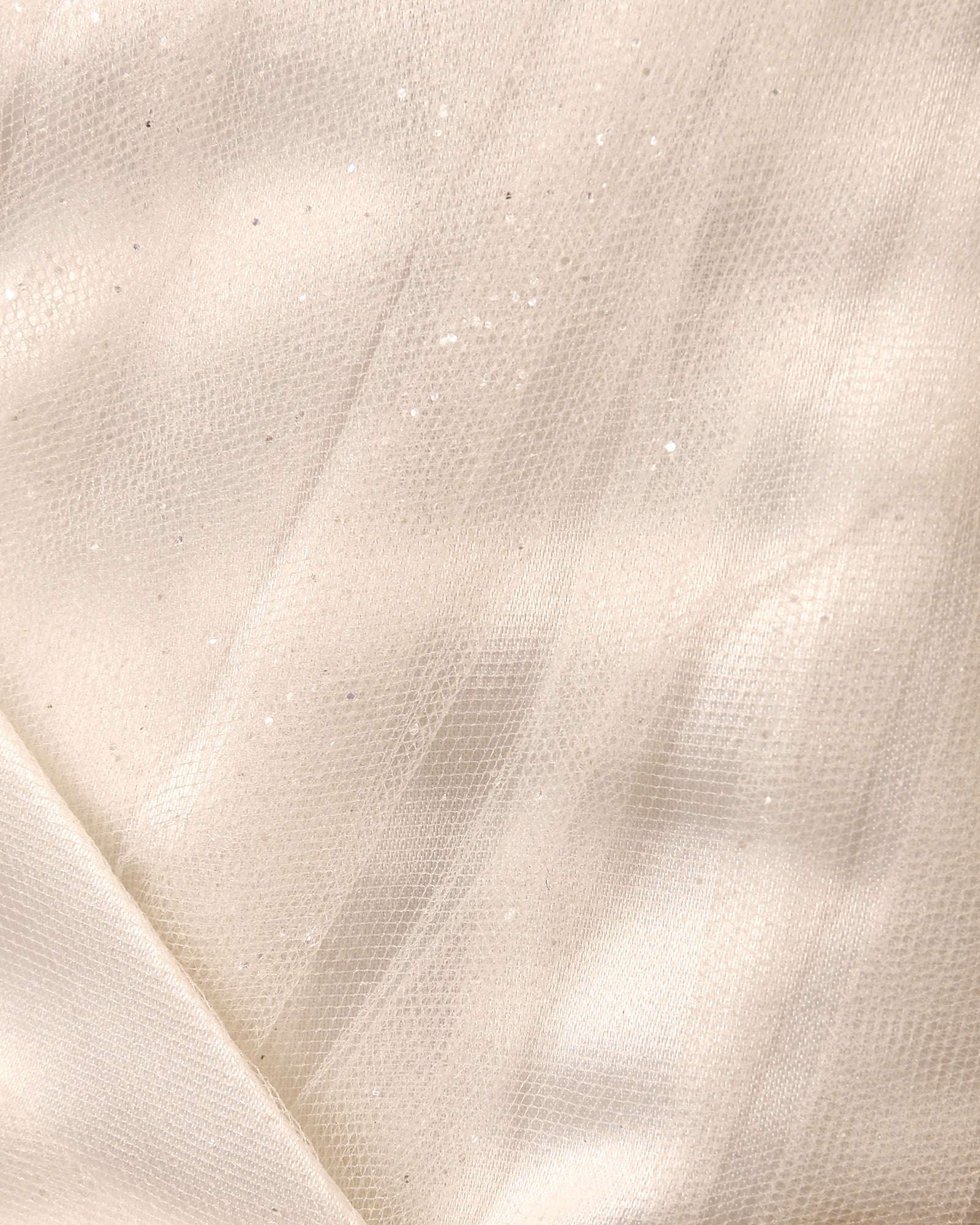 Vestido para daminha Cindy branco perolado com tule de brilho, decote V e laço nas costas da Etiquette